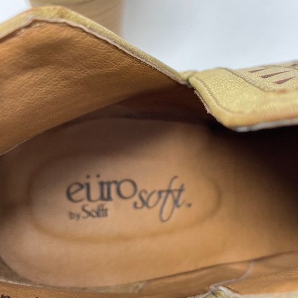 EuroSoft Sofft Womens Faux Leather Tan Laser Cut Stack Heel Bootie Size 8 - Picture 8 of 12